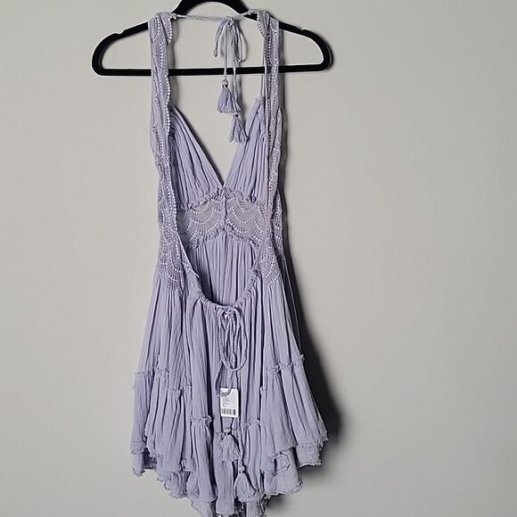 NWT Free People 200 Degree Mini Dress XS Boho CottageCore Sexy Backless Crochet - Picture 9 of 12